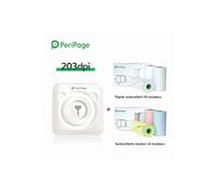 Imprimante thermique portable Bluetooth A6 sans encre 203dpi Blanc Version Internationale avec 6 bâton papier