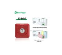 Imprimante thermique portable Bluetooth A6 sans encre 203dpi Rouge Version Internationale avec 6 Papier thermique