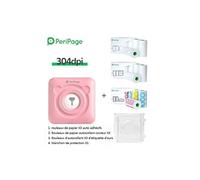Imprimante thermique portable Bluetooth PeriPage A6 sans encre 304dpi Rose Version Internationale avec 9 rouleaux Papier Photo et Housse de Protection