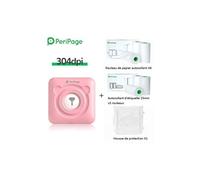 Imprimante photo PeriPage Imprimante thermique portable Bluetooth A6 sans encre 304dpi Rose Version Internationale avec 9 rouleaux Papier Photo et Housse de Protection