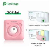 Imprimante thermique portable Bluetooth PeriPage A6 sans encre 203dpi Rose Version Internationale avec 6 Papier