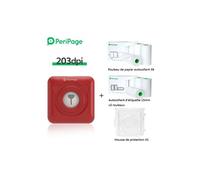 Imprimante photo GENERIQUE Imprimante thermique portable Bluetooth PeriPage A6 sans encre 203dpi Rouge Version Internationale avec 9 rouleaux Papier Photo et Housse de
