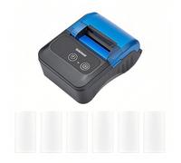 Imprimante thermique portable de 58 mm avec 6 rouleaux de papier thermique USB et connexion BT sans fil compatible avec Windows/Android/iOS pour Office Market