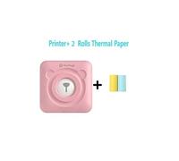 Imprimante thermique portable sans fil Bluetooth 58 mm avec 2 rouleaux de papier d'impression -Rose