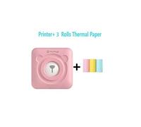 Imprimante thermique portable sans fil Bluetooth 58 mm avec 3 rouleaux de papier d'impression -Rose