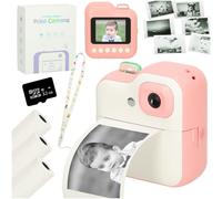 Imprimante thermique pour appareils photo instantanés + recharges carte 32GB rose