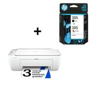 Imprimante tout-en-un HP DeskJet 2810e jet d'encre couleur + HP 305 Pack de 2 Cartouches d'Encre Noire et Trois Couleurs