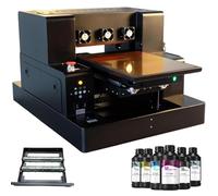 Imprimante UV A3 UV LED à plat Imprimante multifonction UV jet d'encre USB 1440 x 1440 dpi 220 V avec rotation pour bouteilles/papier/étui de téléphone/bois/pvc/plastique/métal/cuir/silicone/UVDTF etc