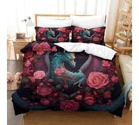 Imprimé 3D Fantasy Dragon-Colorful Fantasy Art_1 Ensemble De Literie avec Microfibre Super Douce Et Respirante Set De Housse De Couette 3 Pièces Et Taie d'oreiller Super King（260x220cm）