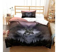 Imprimé 3D Fantasy Dragon-Mythical Creature Art Ensemble De Literie avec Microfibre Super Douce Et Respirante Set De Housse De Couette 2 Pièces Et Taie d'oreiller Single（135x200cm）