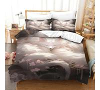 Imprimé 3D Fox Spirit-Fantasy Art Style Parure De Lit Microfibre Super Douce Et Respirante Sets De Housses De Couettes 3 Pièces avec Taies d'oreiller Double（200x200cm）