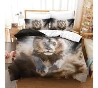 Imprimé 3D Le Le Lion Ensemble De Literie avec Microfibre Super Douce Et Respirante Sets De Housses De Couettes 3 Pièces Et Taie d'oreiller King（220x240cm）