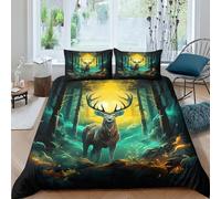 Imprimé 3D Le Wapiti de la Jungle Parure De Lit Microfibre Super Douce Et Respirante Housse De Couette 3 Pièces Et Taie d'oreiller King（220x240cm）