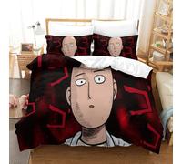 Imprimé 3D One Punch Man Ensemble De Literie avec Microfibre Super Douce Et Respirante Housses De Couettes 3 Pièces avec Taies d'oreiller Single（140x200cm）