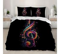 Imprimé 3D Parure de lit ThèMe De Note De Musique Housse de Couette 260x240 cm Literie Douce Confortabl Housse de Couette Microfibre Coloré 3 pièces pour Ado Enfants Adulte