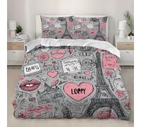 Imprimé 3D Parure de lit ThèMe De Voyage Romantique Housse de Couette 140x200 cm Literie Douce Confortabl Housse de Couette Microfibre Gris Clair 3 pièces pour Ado Enfants Adulte