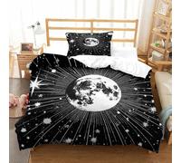 Imprimé 3D Starry Night Scene-Black and White Celestial Art Ensemble De Literie avec Microfibre Super Douce Et Respirante Sets De Housses De Couettes 2 Pièces Et Taie d'oreiller Single（135x200cm）