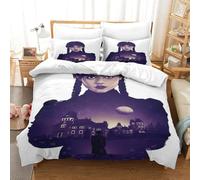 Imprimé 3D Wednesday Ensemble De Literie avec Microfibre Super Douce Et Respirante Set De Housse De Couette 3 Pièces avec Taies d'oreiller Double(200x200cm)