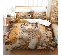 Imprimé 3D White Tiger-Fantasy Art Style_1 Ensemble De Literie avec Microfibre Super Douce Et Respirante Set De Housse De Couette 3 Pièces avec Taies d'oreiller Double（200x200cm）