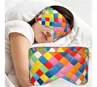 Imprimé à carreaux colorés, Masque de sommeil pour la maison, les voyages et le travail posté, couvrant entièrement les yeux et bloquant la lumière