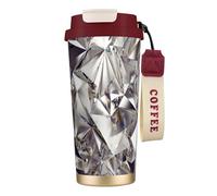 Imprimé à motif de cristaux et diamants scintillants,Tasse à café isotherme en acier inoxydable 316 avec cordon, 500 ml, idéale pour les voyages en voiture