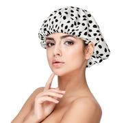 Imprimé animal à pois noir et blanc dalmatien,Bonnet de nuit en satin réglable en soie pour adulte, bonnet de nuit élastique pour femme
