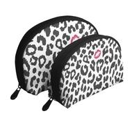 Imprimé Animal avec Forme de Baiser, Trousse de Maquillage Coquille Femme Petit Porte-Monnaie Trousse de Toilette Trousse à cosmétiques 2 pièces