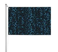 Imprimé animal léopard bleu cool,Drapeau de jardin, bannière décorative, drapeau double face, 2 x 3 pieds, pour extérieur et intérieur