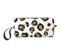 Imprimé Animal léopard Noir à Paillettes dorées, Trousse de Maquillage Trousse à cosmétiques Trousse de Toilette de Voyage Portable Pochette de Maquillage