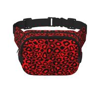 Imprimé Animal léopard Rouge,Sac Banane carré Double Couche, Sac de Poitrine