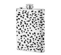Imprimé animal noir et blanc à pois dalmatiens,Flasque de poche plate de 8 oz en acier inoxydable 304, idéale pour les activités de plein air.