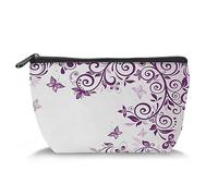 Imprimé animal, organisateur de maquillage en cuir, tortues et crabes nageurs tropicaux, sac à main, trousse de toilette, pochette de maquillage imperméable, orange jaune, S, Violet_15, Taille unique,
