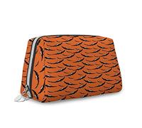 Imprimé animal, organisateur de maquillage en cuir, tortues et crabes nageurs tropicaux, sac à main, trousse de toilette, pochette de maquillage imperméable, orange jaune, S, Orange_7, Taille unique,