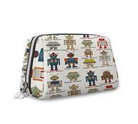 Imprimé animal, organisateur de maquillage en cuir, tortues et crabes nageurs tropicaux, sac à main, trousse de toilette, pochette de maquillage imperméable, orange jaune, S, Multicolore 3, Taille