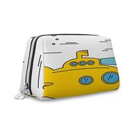 Imprimé animal, organisateur de maquillage en cuir, tortues et crabes nageurs tropicaux, sac à main, trousse de toilette, pochette de maquillage imperméable, orange jaune, S, Blanc Jaune_17, Taille