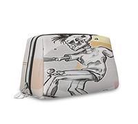 Imprimé animal, organisateur de maquillage en cuir, tortues et crabes nageurs tropicaux, sac à main, trousse de toilette, pochette de maquillage imperméable, orange jaune, S, Gris crème_5, Taille