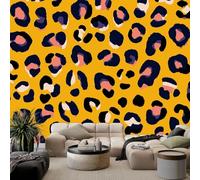 Imprimé Animal Papier Peint Intissé Motif D’Imprimé Léopard 350 x 256 cm Papier Peint Photo Panoramique, Jaune Poster Mural Personnalisé pour Salon Cuisines Chambre Adulte Enfant Décor Murale