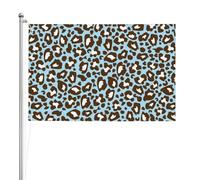Imprimé animal tacheté léopard bleu et marron,Drapeau de jardin, bannière décorative, drapeau double face, 2 x 3 pieds, pour extérieur et intérieur