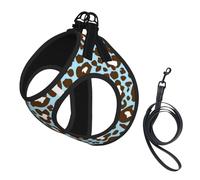 Imprimé Animal tacheté léopard Bleu et Marron,Harnais pour Animaux de Compagnie, Harnais réfléchissant réglable pour Chien,M