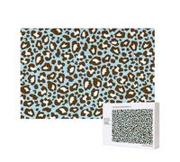 Imprimé Animal tacheté léopard Bleu et Marron,Puzzle Familial en Bois de 300 pièces pour Adultes et Adolescents, décoration d'intérieur