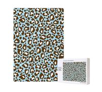 Imprimé Animal tacheté léopard Bleu et Marron,Puzzle Familial en Bois de 300 pièces pour Adultes et Adolescents