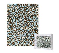 Imprimé Animal tacheté léopard Bleu et Marron,Puzzle Familial en Bois de 500 pièces pour Adultes et Adolescents