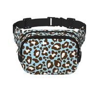 Imprimé Animal tacheté léopard Bleu et Marron,Sac Banane carré Double Couche, Sac de Poitrine