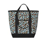 Imprimé animal tacheté léopard bleu et marron,Sacs à lunch isothermes de grande capacité pour femmes et hommes