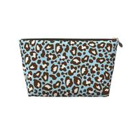Imprimé Animal tacheté léopard Bleu et Marron, Trousse de Maquillage Trousse à cosmétiques Trousse de Toilette de Voyage Portable Pochette de Toilette