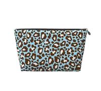 Imprimé Animal tacheté léopard Bleu et Marron, Trousse de Toilette Trousse de Maquillage Sac à cosmétiques Trousse de Toilette de Voyage Portable