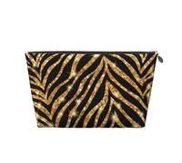 Imprimé Animal zèbre doré, Trousse de Toilette Trousse de Maquillage Sac à cosmétiques Trousse de Toilette de Voyage Portable
