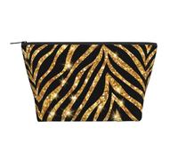 Imprimé Animal zèbre doré, Trousse de Toilette Trousse de Maquillage Sac à cosmétiques Trousse de Toilette de Voyage Portable
