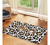 Imprimé Animalier léopard Pierre Safari,Tapis d'alimentation pour Animaux de Compagnie, Sets de Table en Cuir PU pour Chats et Chiens,30x45cm