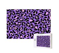 Imprimé Animaux léopard Violet néon Rose,Puzzle Familial en Bois de 300 pièces pour Adultes et Adolescents, décoration d'intérieur